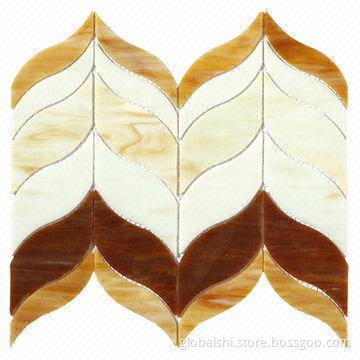 Crystal Glass Mosaics Tile, Mix Beige Color, Special Shape, Sized 300 x 300mm